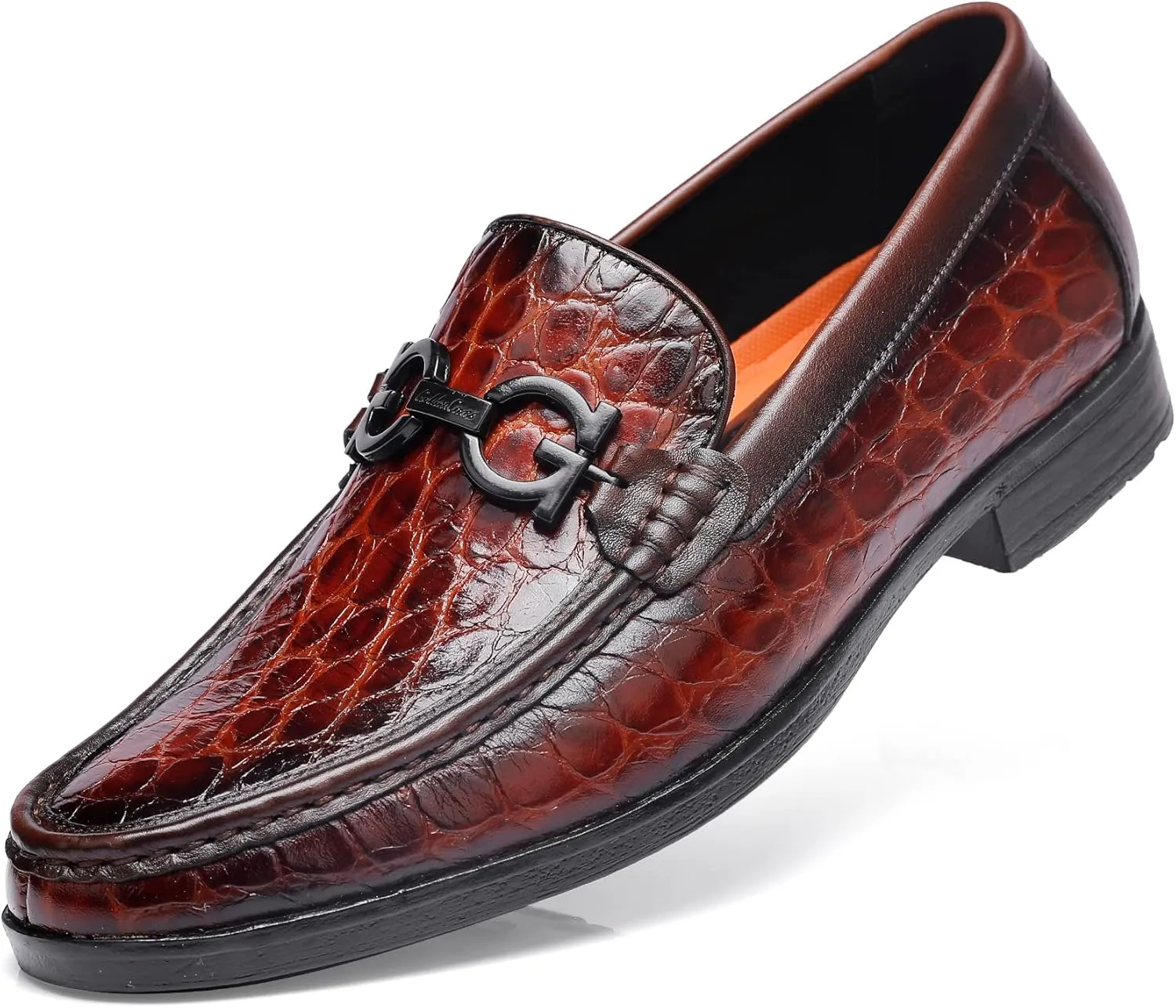 Premium Dress Shoes for Men, Classic Alligator Printed Business Leather Dress Slip on Loafer Shoes for Mens