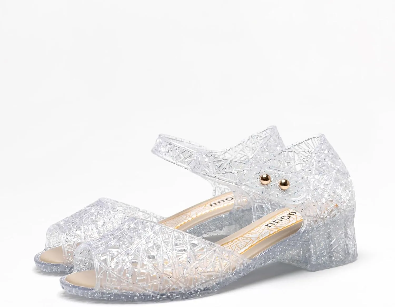 Princess Jelly Flats Shoes Girls Birthday Party Heels Snow Queen Cosplay Costumes Dress Up Sandals for Toddler Little Girls Big Kids