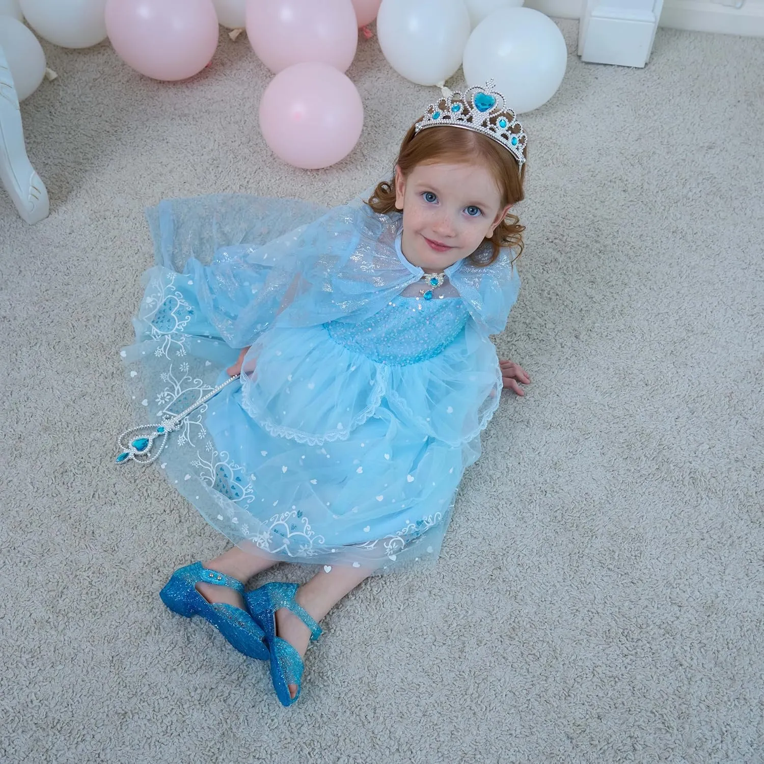 Princess Jelly Flats Shoes Girls Birthday Party Heels Snow Queen Cosplay Costumes Dress Up Sandals for Toddler Little Girls Big Kids