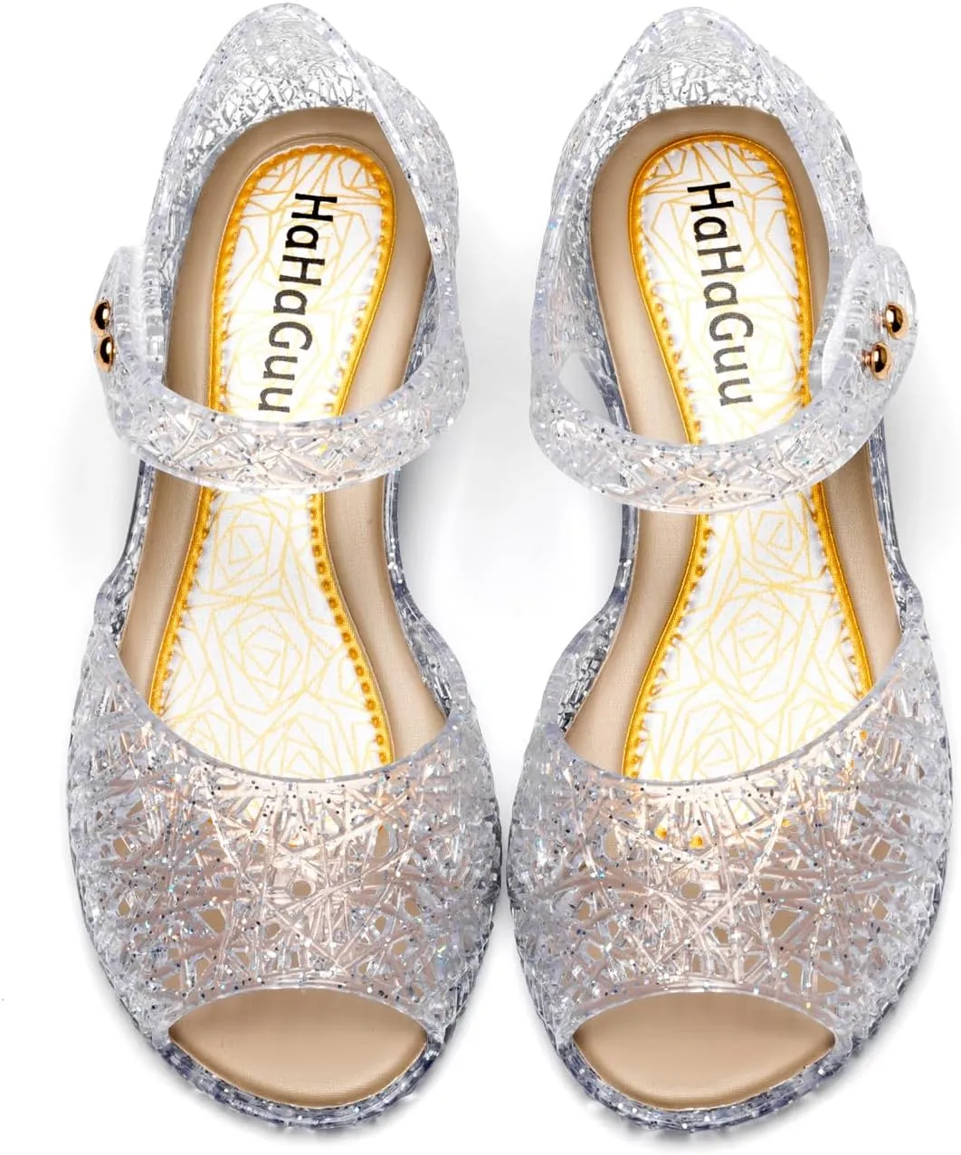 Princess Jelly Flats Shoes Girls Birthday Party Heels Snow Queen Cosplay Costumes Dress Up Sandals for Toddler Little Girls Big Kids
