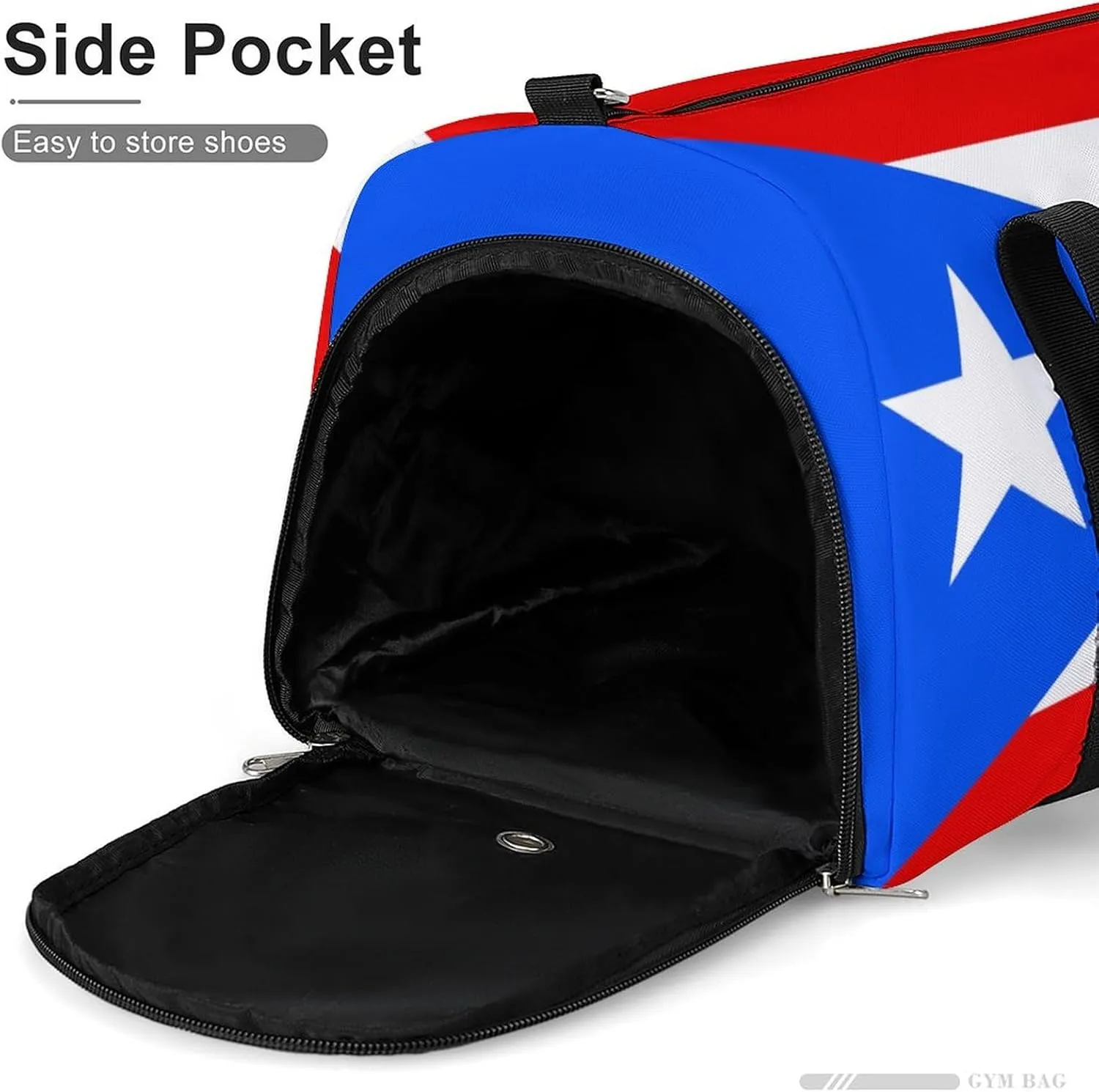 Puerto Rico Flag Gym Duffel for Boys Girls with Waterproof Shoe Compartment Tote