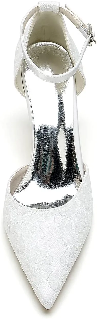Pumps Heels for Women Dressy Lace High Stiletto Heel Heeled Wedding Shoes Bridal Shoes for The Bride Bridesmaids Dress Shoes