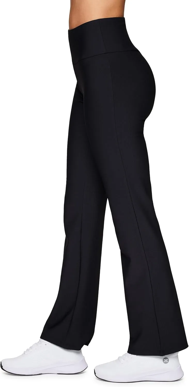 RBX Boot Cut Yoga Pant for Women, Full Length High Waisted Tummy Control Soft Ribbed Bootcut Lounge Pant