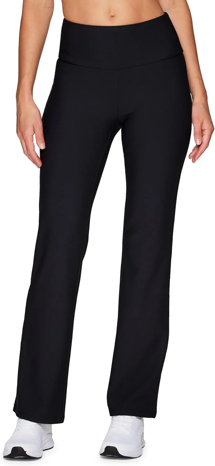 RBX Boot Cut Yoga Pant for Women, Full Length High Waisted Tummy Control Soft Ribbed Bootcut Lounge Pant