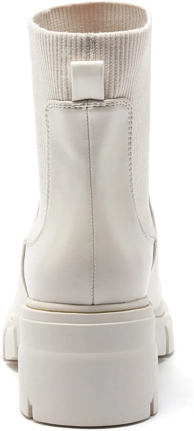 REDTOP Women's Elastic Chelsea Boots Chunky Block Heel Platform Lug Sole Ankle Booties