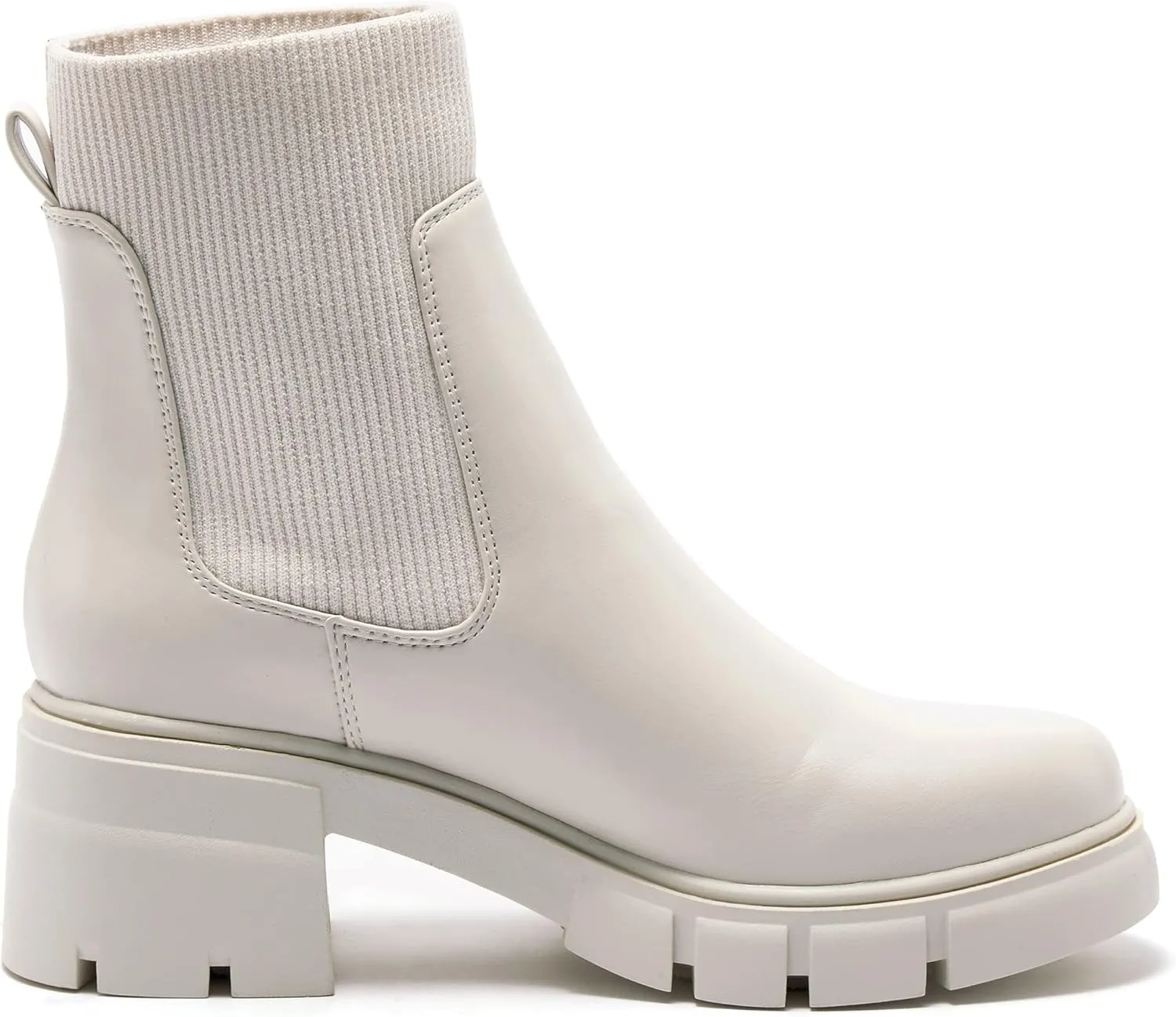 REDTOP Women's Elastic Chelsea Boots Chunky Block Heel Platform Lug Sole Ankle Booties