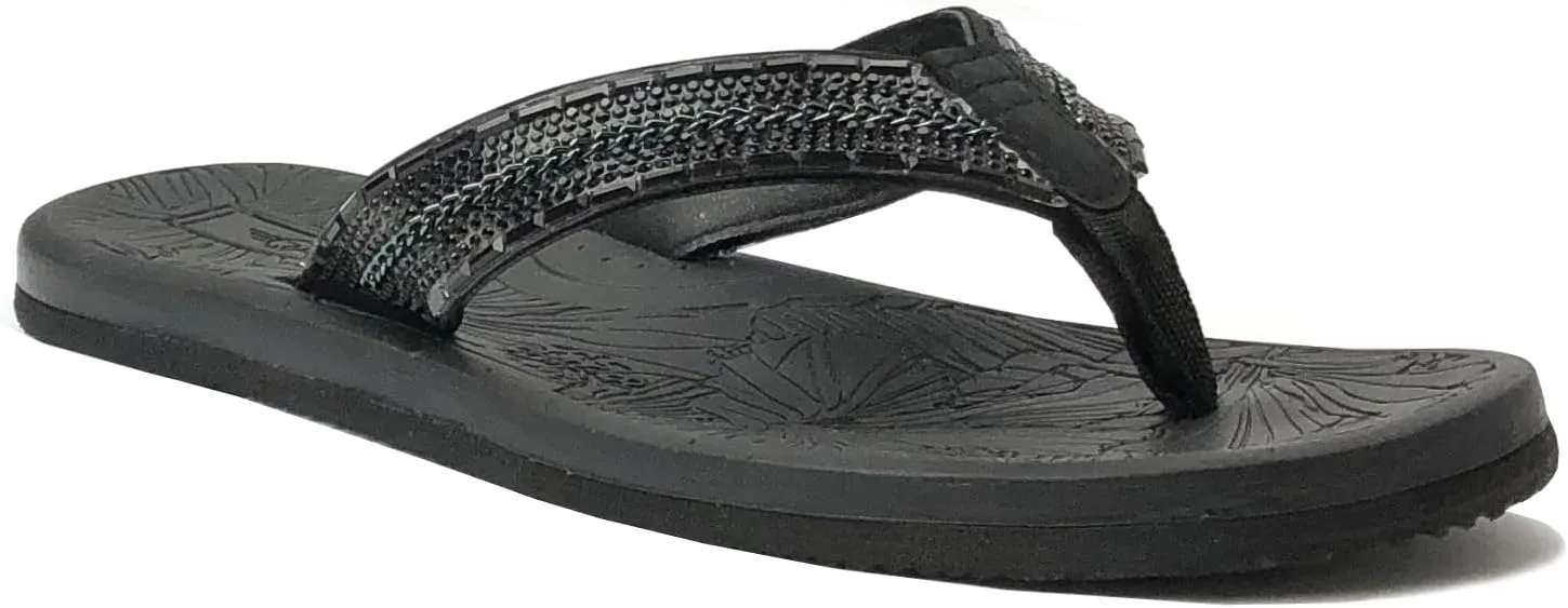 REDVOLUTION New Women's Rhinestone Sandals High | Low Platform T-Strap Jewel Sandals High Wedge Flip Flops