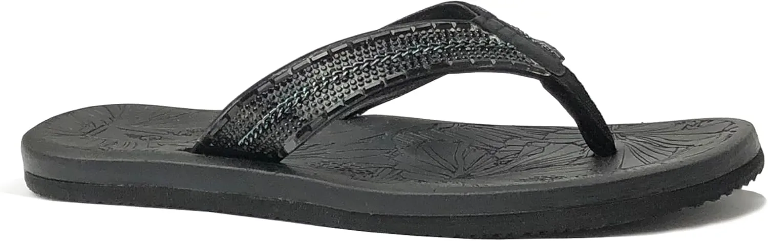REDVOLUTION New Women's Rhinestone Sandals High | Low Platform T-Strap Jewel Sandals High Wedge Flip Flops