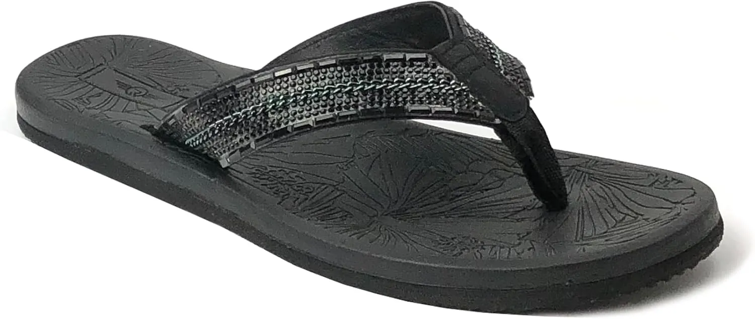 REDVOLUTION New Women's Rhinestone Sandals High | Low Platform T-Strap Jewel Sandals High Wedge Flip Flops