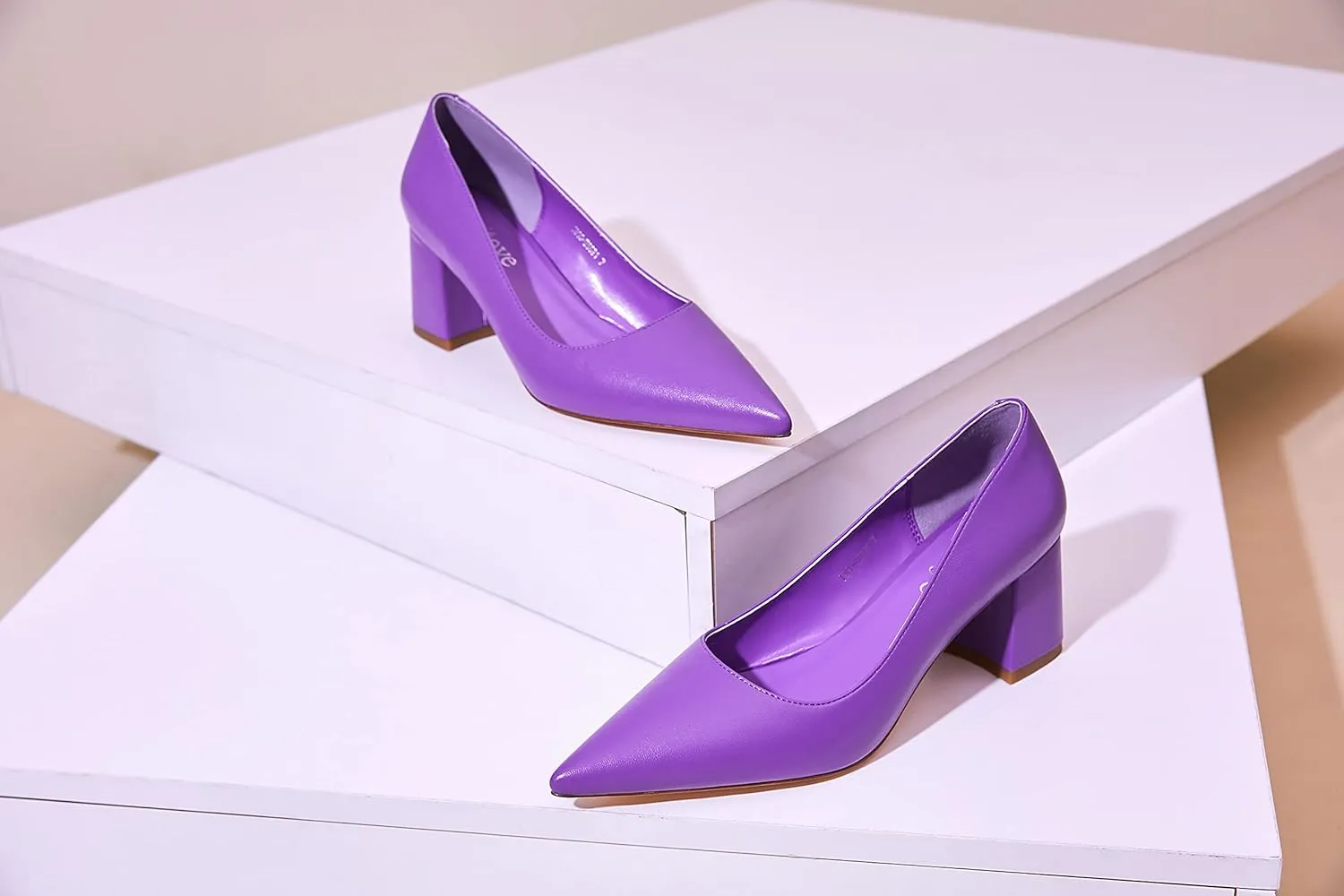 Reitoye Women's Chunky Heel Pumps Closed Toe Dress Pump Heels