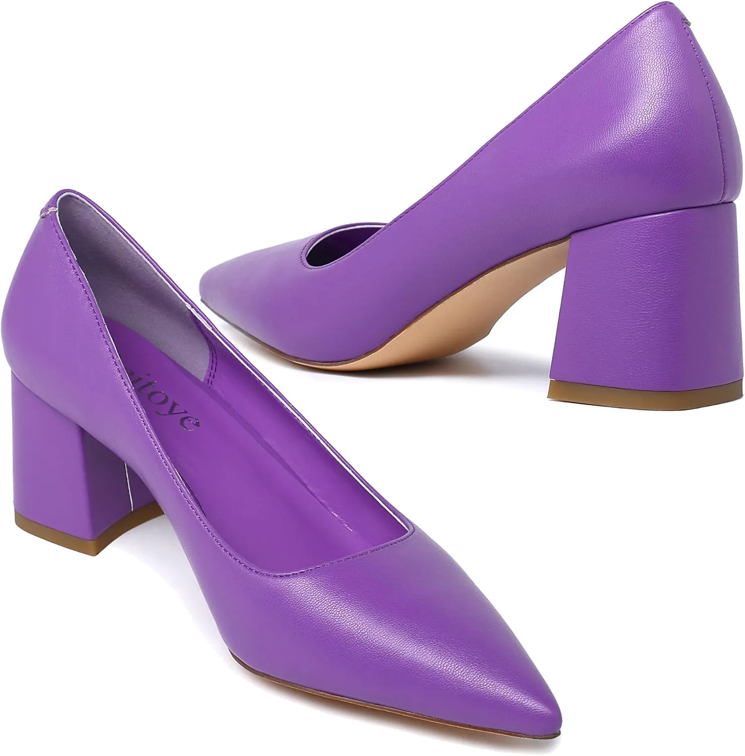Reitoye Women's Chunky Heel Pumps Closed Toe Dress Pump Heels