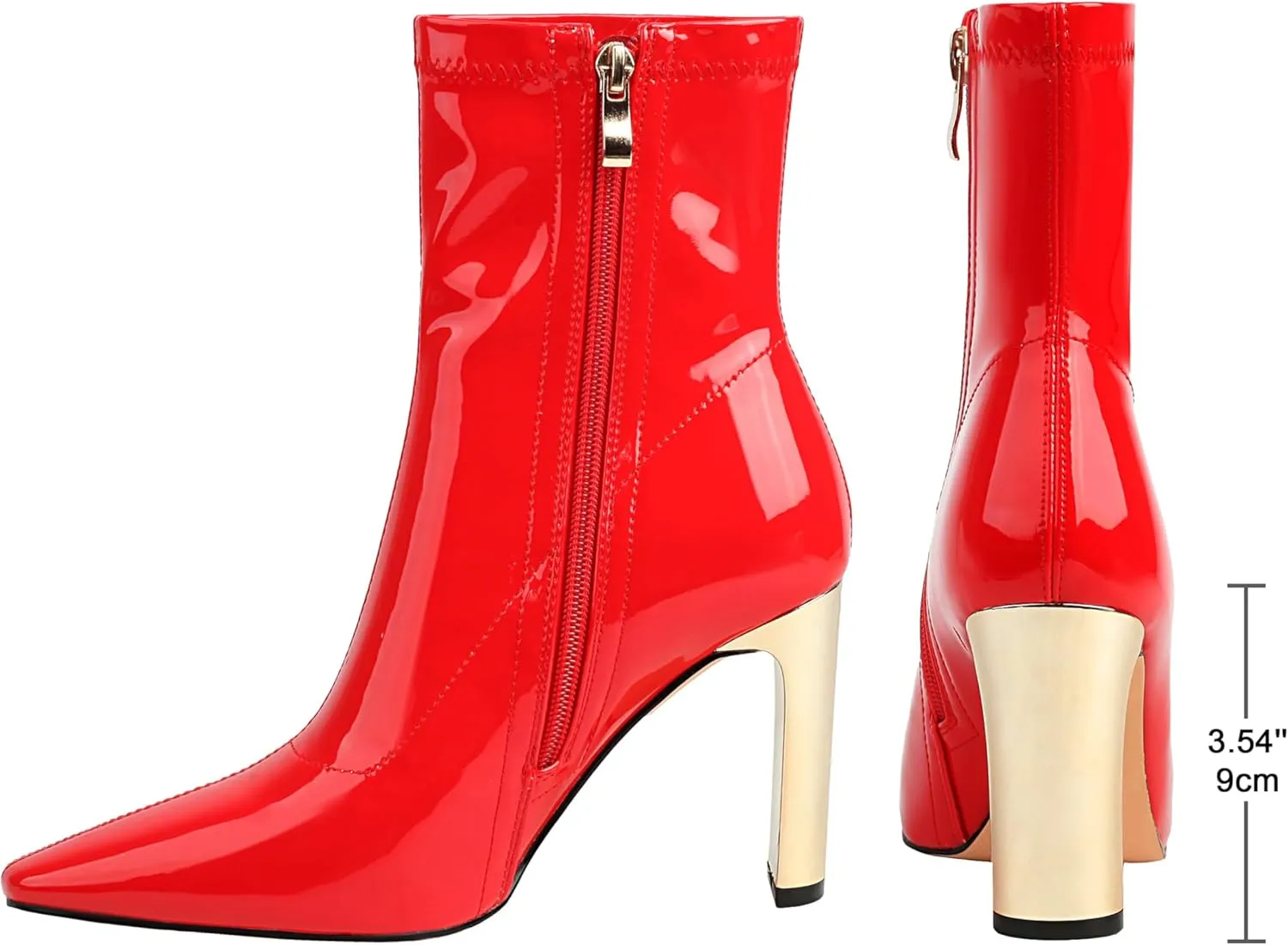 Reitoye Women's Mid Calf Boots Comfy Square Closed Toe Heel Boot Zipper Short Ankle Booties