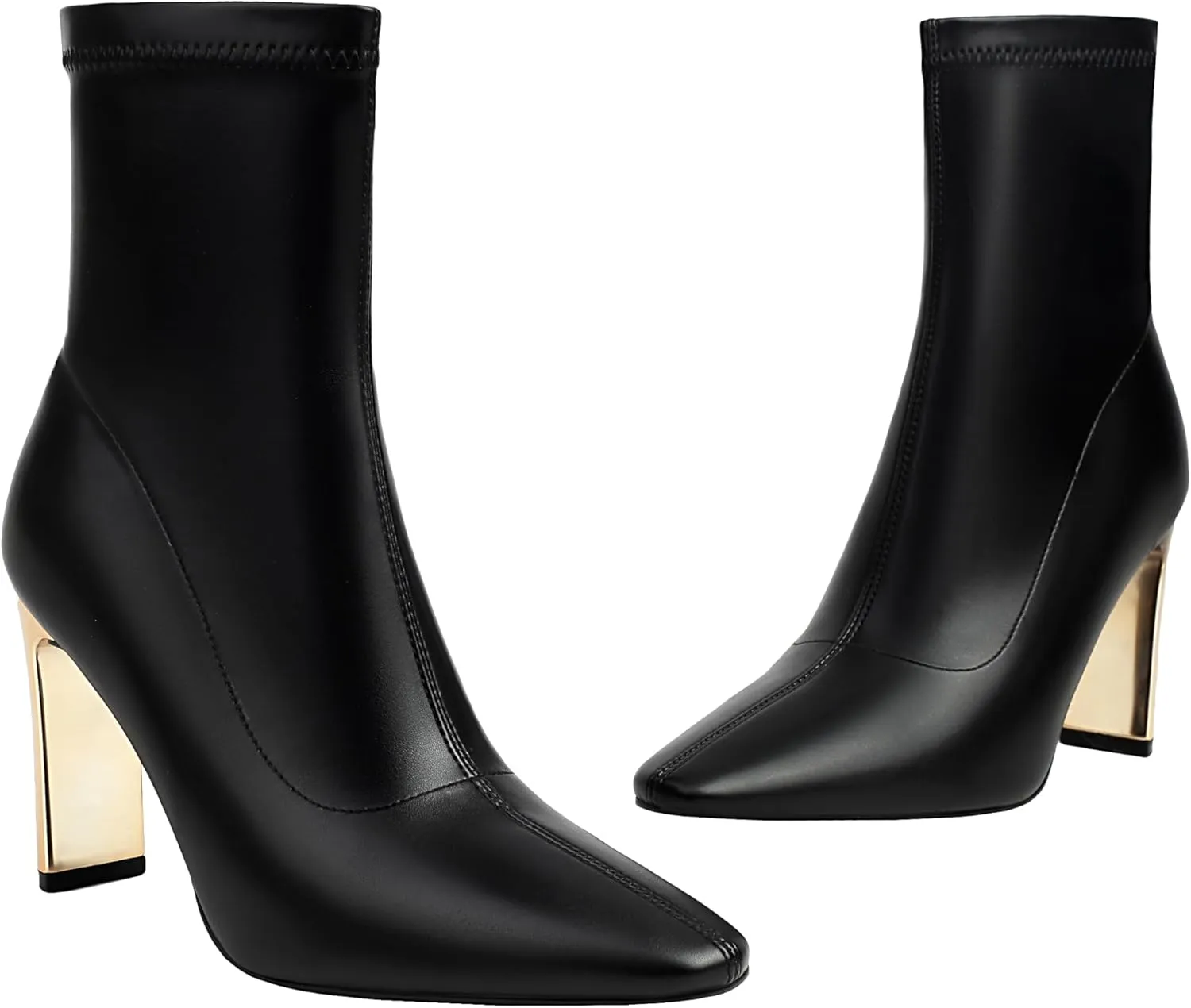 Reitoye Women's Mid Calf Boots Comfy Square Closed Toe Heel Boot Zipper Short Ankle Booties