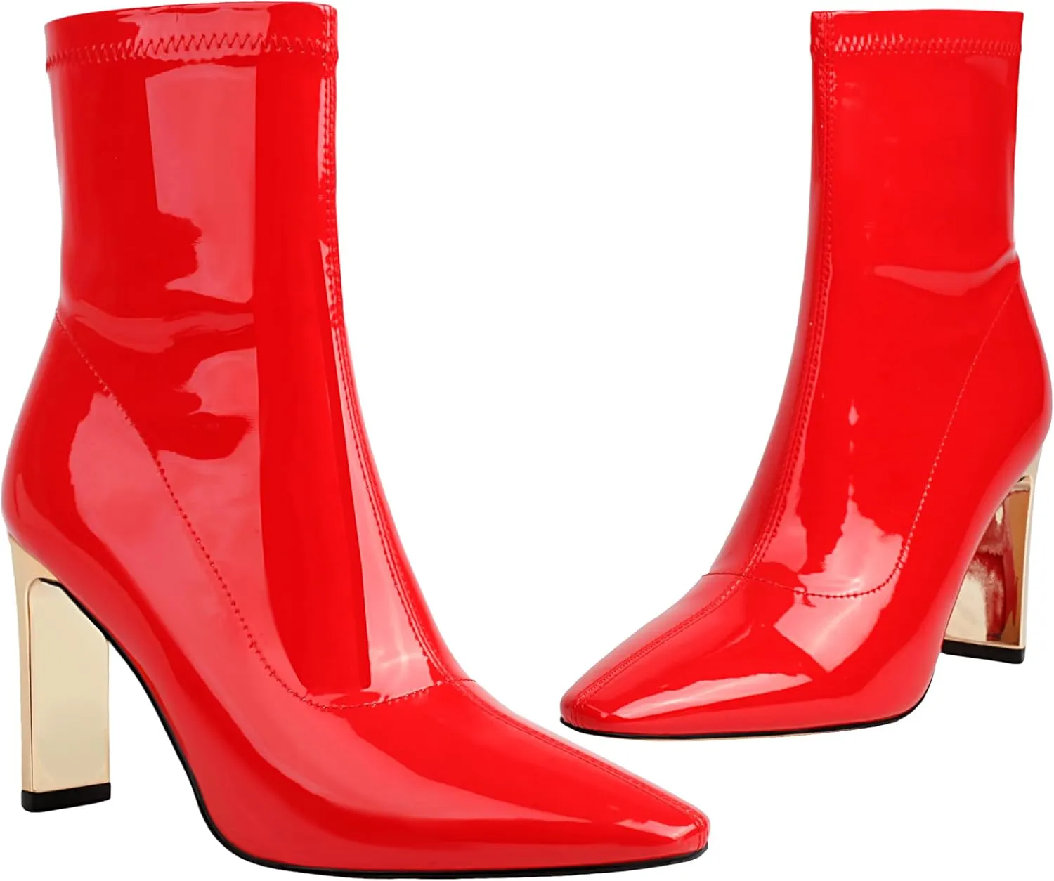 Reitoye Women's Mid Calf Boots Comfy Square Closed Toe Heel Boot Zipper Short Ankle Booties