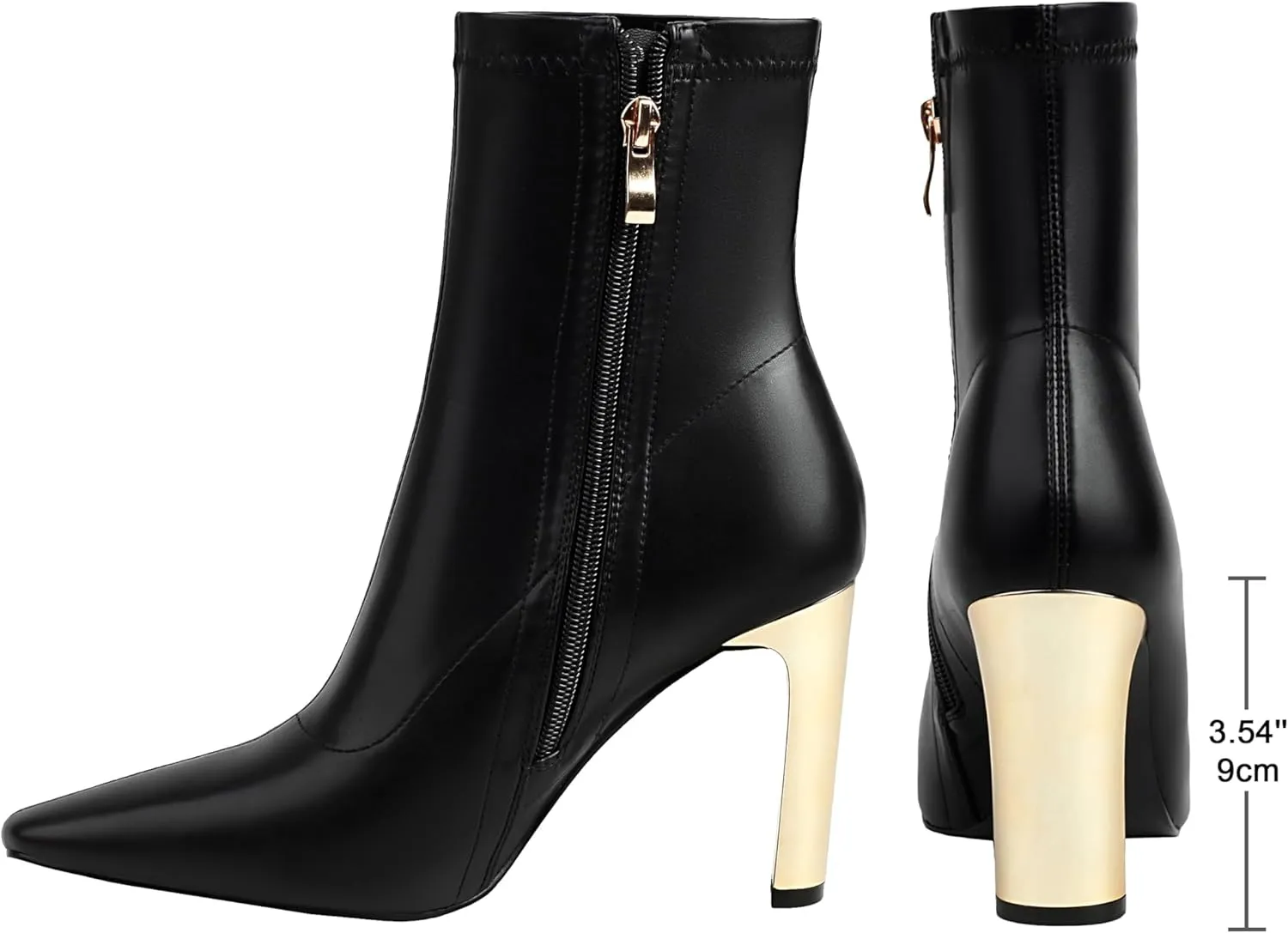 Reitoye Women's Mid Calf Boots Comfy Square Closed Toe Heel Boot Zipper Short Ankle Booties