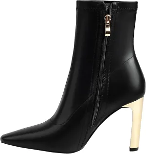 Reitoye Women's Mid Calf Boots Comfy Square Closed Toe Heel Boot Zipper Short Ankle Booties