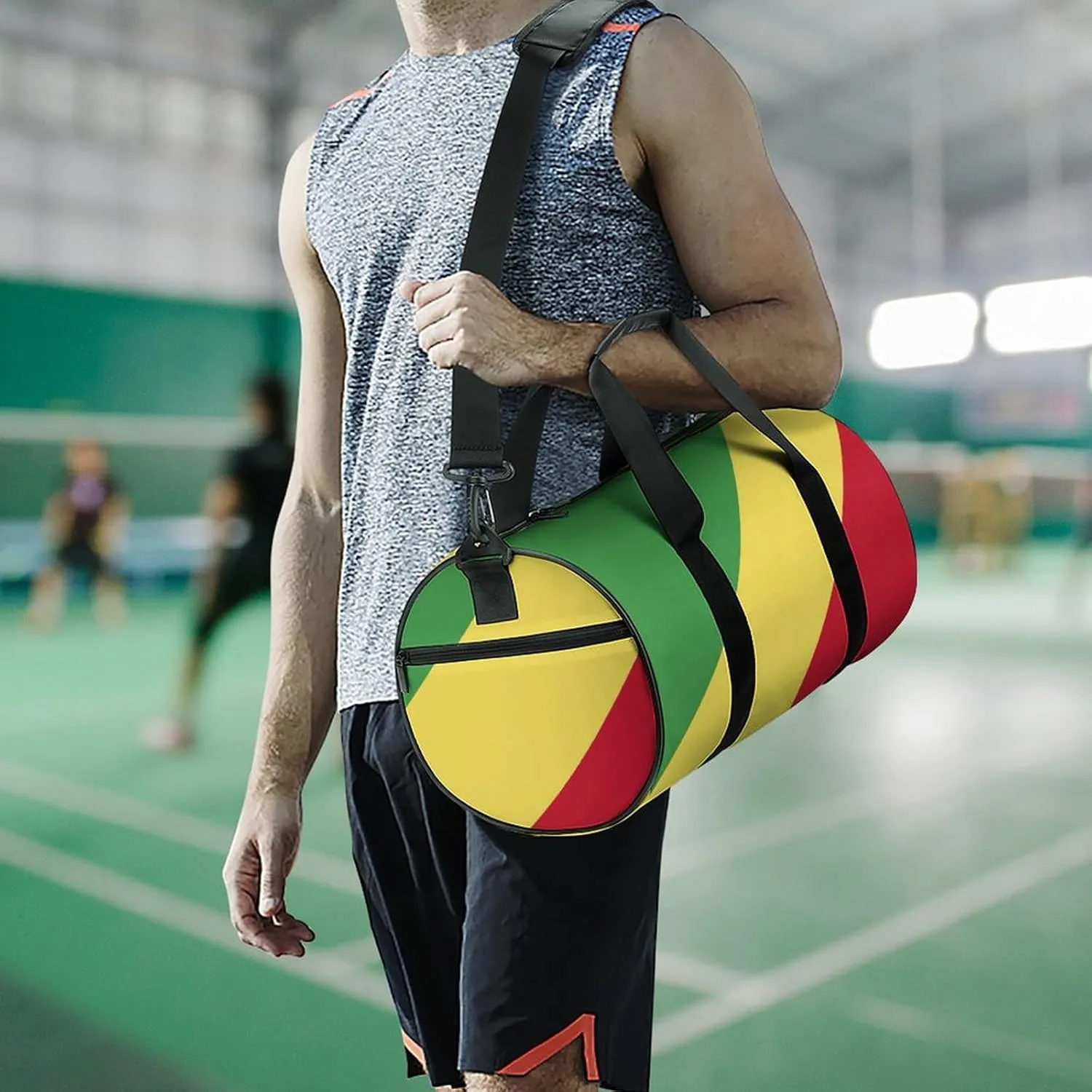 Republic Congo Flag Waterproof Gym Bag with Shoe Compartment Sports Duffel for Travel Beach