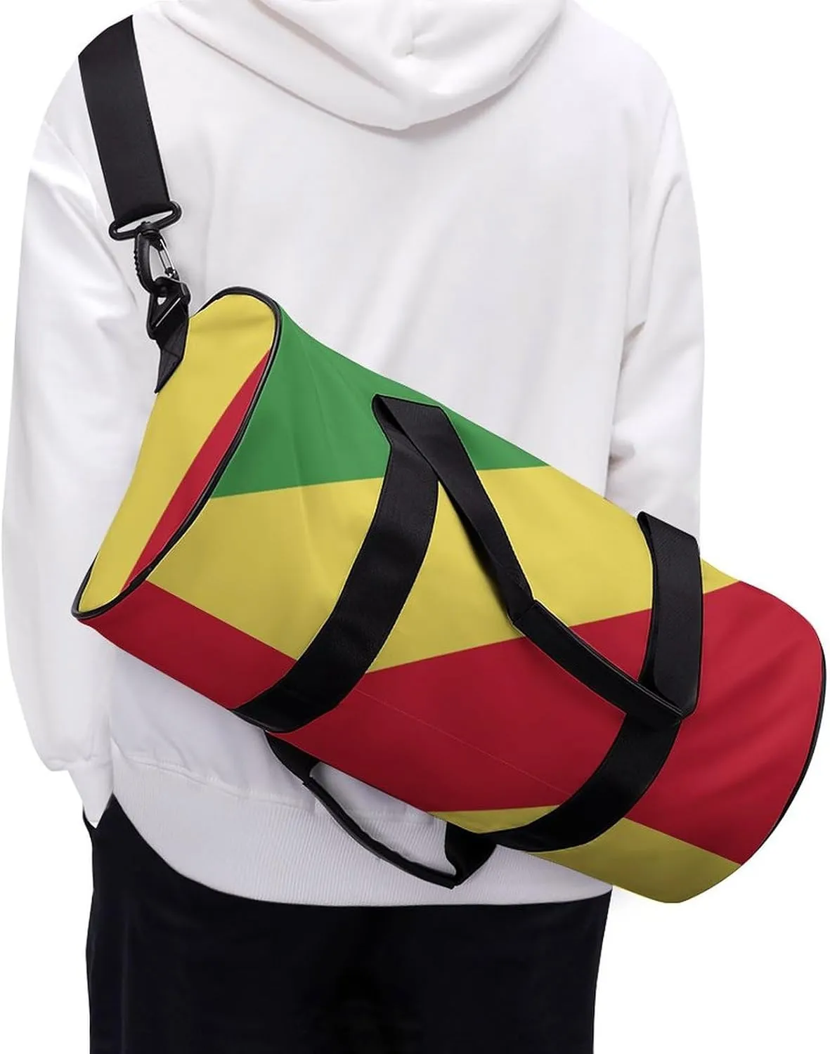 Republic Congo Flag Waterproof Gym Bag with Shoe Compartment Sports Duffel for Travel Beach