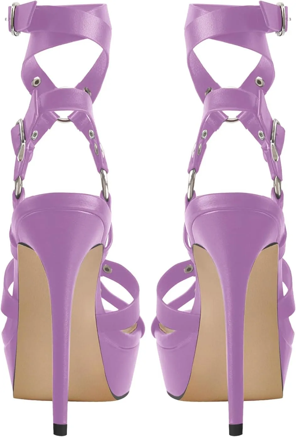 richealnini Platform Heel Sandals for Women Ankle Straps Buckles Stiletto High Heels