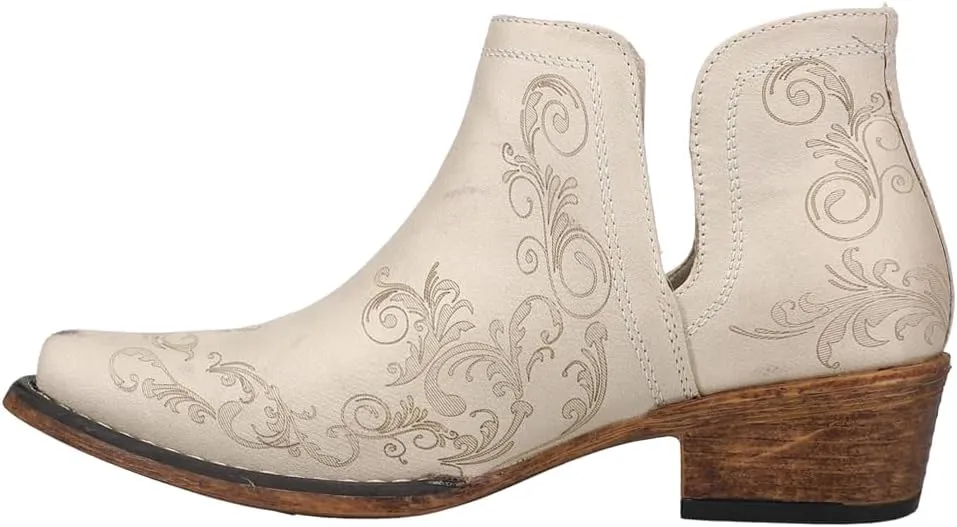 ROPER Womens Ava Southwest Embroidered Snip Toe Casual Boots Ankle Low Heel 1-2" - Brown