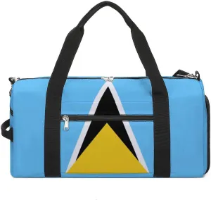 Saint Lucia Flag Gym Bag for Men Women with Waterproof Shoe Compartment Travel Tote