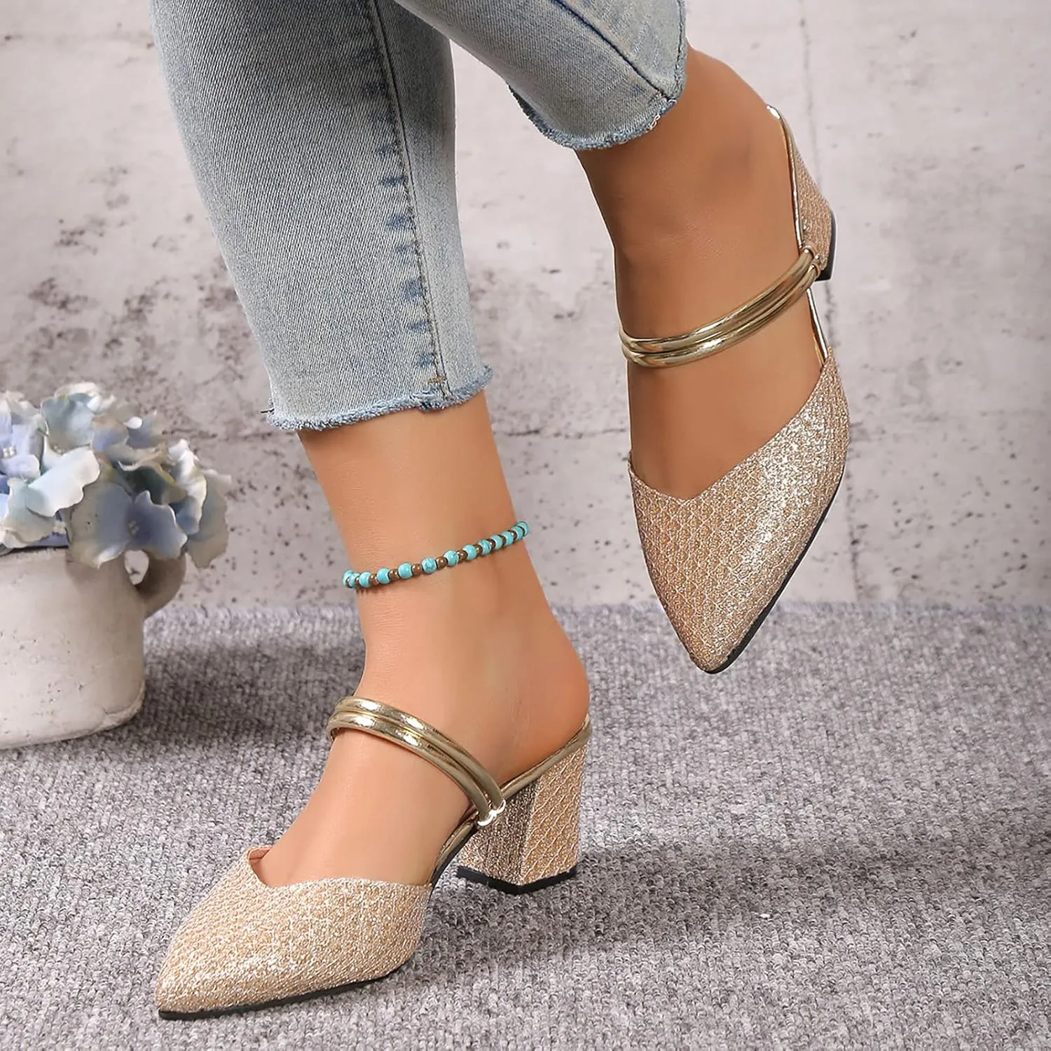 Sandals for Women 2025 Low Block Heels Sandals Open Toe Sandals Square Toe Bridal Shoes Ankle Strap Summer Heels