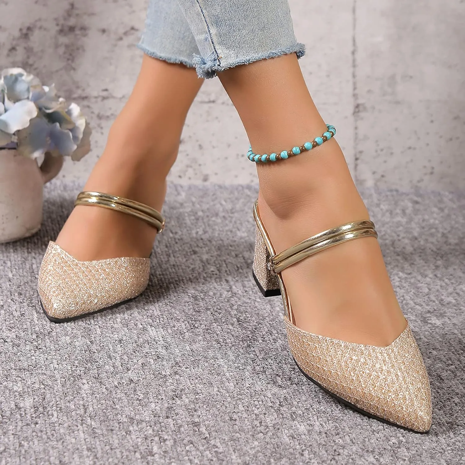 Sandals for Women 2025 Low Block Heels Sandals Open Toe Sandals Square Toe Bridal Shoes Ankle Strap Summer Heels