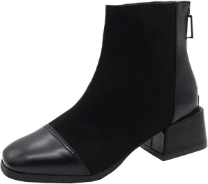 SBGMoSJ Women's Ankle Boots & Booties 7.5 Wide Blue Ankle Booties for Women Dressy V Cutout Ankle Boots for Women Beige Booties for Women Chunky Heel Red Cowboy Booties Women Ankle Boots