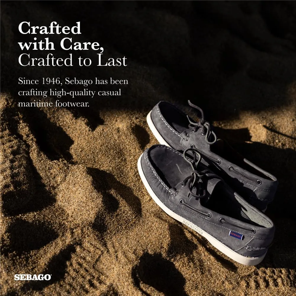 Sebago Portland Crazy H Boat Shoes - Patterned & Distressed Waxed Leather Mocassins with Leather Sock Lining & Non-Marking, Non-Slip Rubber Outsoles