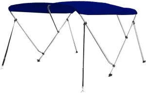 SereneLife Waterproof Boat Bimini Top Cover - 67-72" W 3 Bow Bimini Top Sun Shade Boat Canopy - 1" Double Wall Aluminum Frame Tubes, 2 Front Straps, 2 Rear Support Poles, Storage Boot SLBTW72B, Blue
