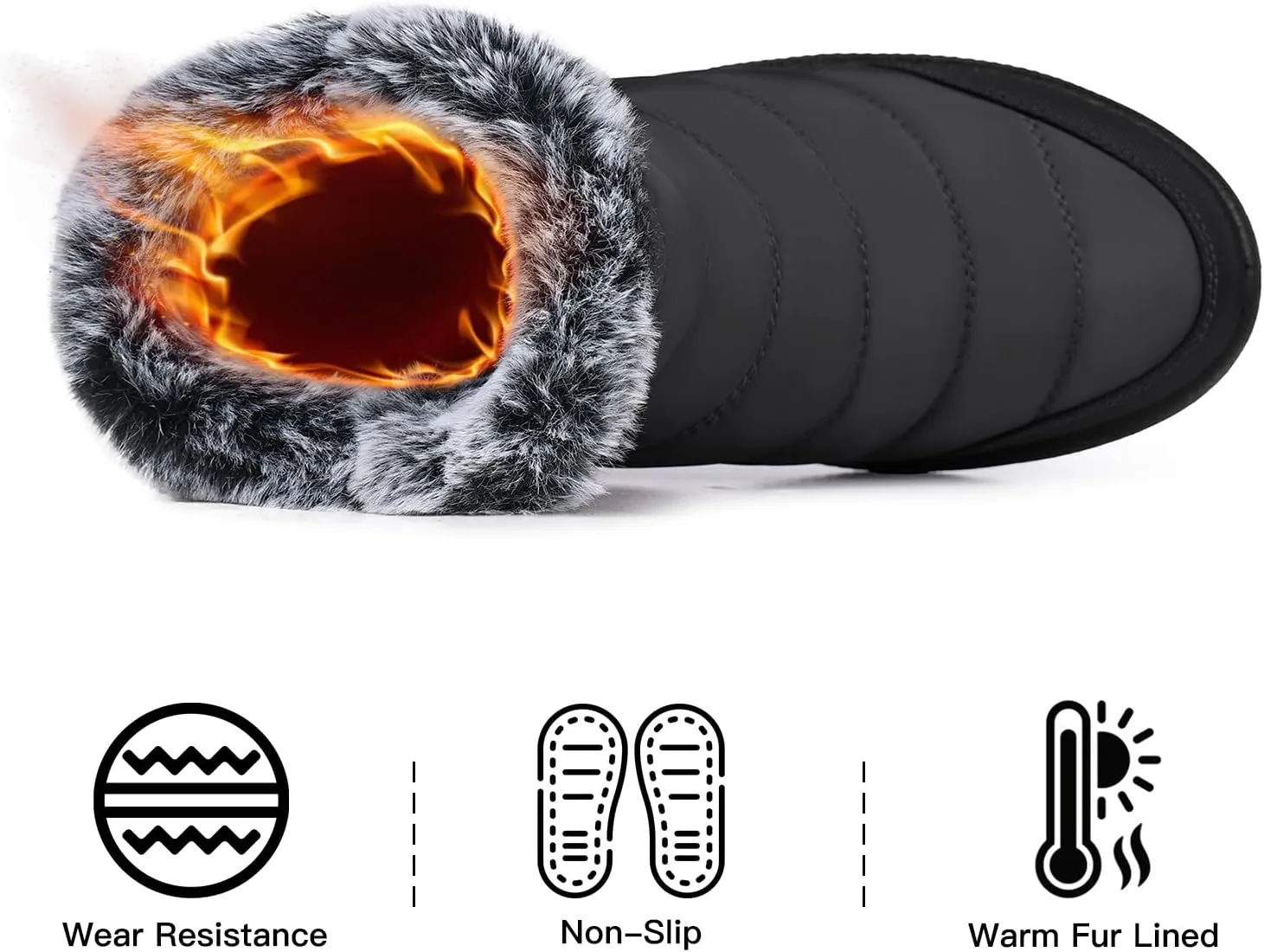 SHIBEVER Winter Boots For Women Snow: Warm Fur Lined Waterproof Ankle Boots - Outdoor Walking Non Slip Booties