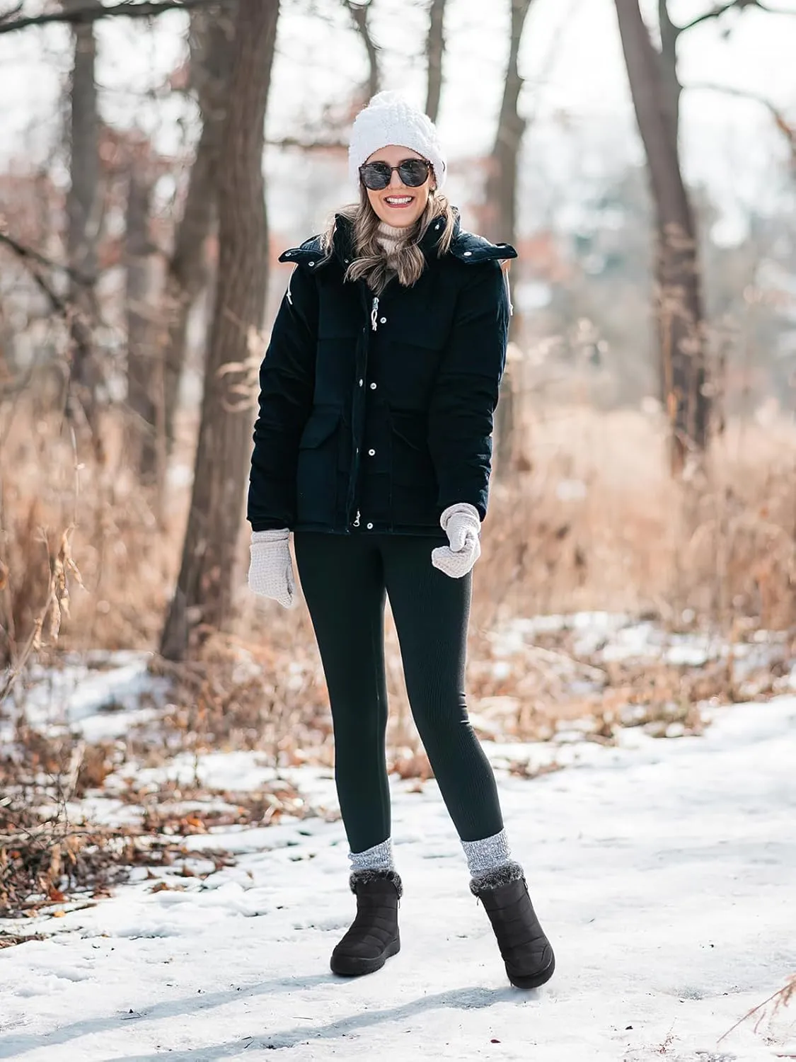 SHIBEVER Winter Boots For Women Snow: Warm Fur Lined Waterproof Ankle Boots - Outdoor Walking Non Slip Booties
