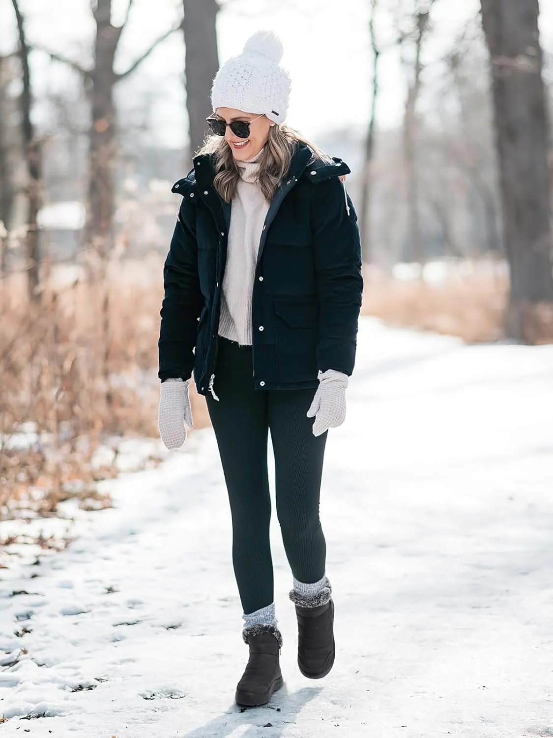 SHIBEVER Winter Boots For Women Snow: Warm Fur Lined Waterproof Ankle Boots - Outdoor Walking Non Slip Booties