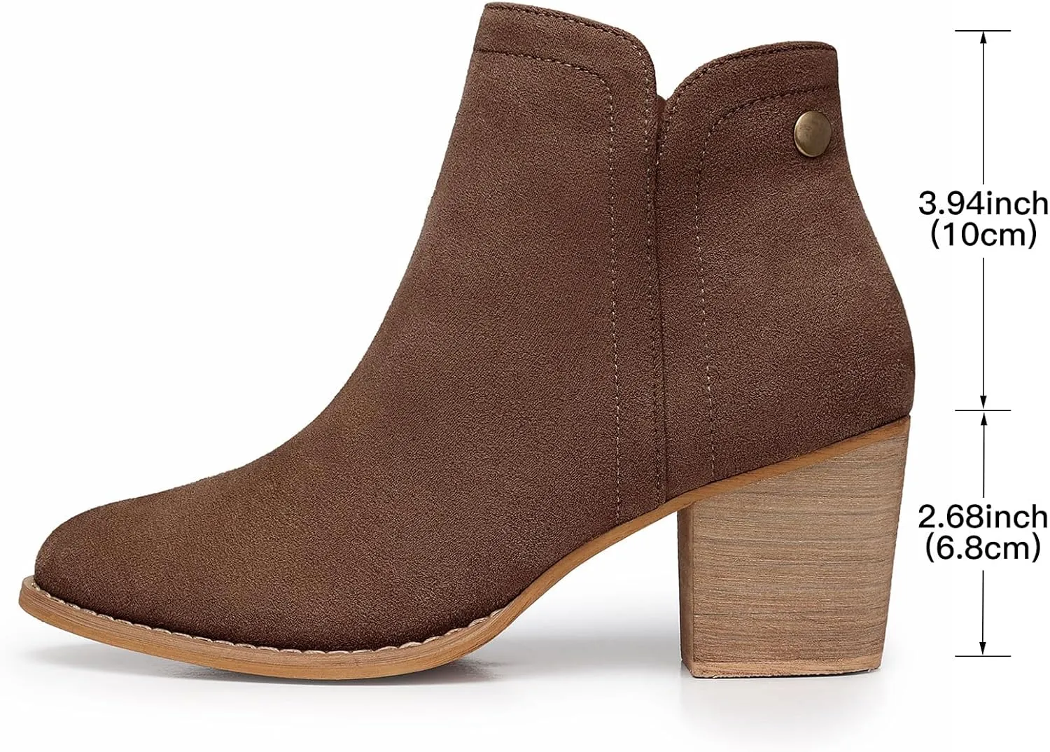 SHIBEVER Women's Ankle Boots Heel: Chunky Low Heeled Almond Toe Short Booties with Zipper Faux Suede Dress Western Fall 2025 Shoes