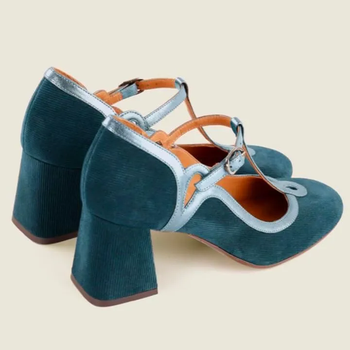 SHODENSE Women Chunky High Heel Mary Jane Shoes Ankle T-strap Round Toe Mary Jane Pumps Suede 3 inch Block Heel Dress Sandals Closed Toe Buckle Retro Wedding Party Office 4-11 M US