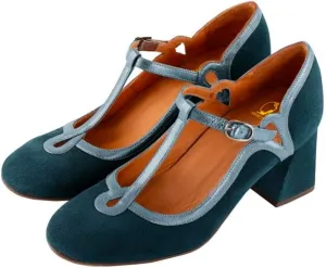 SHODENSE Women Chunky High Heel Mary Jane Shoes Ankle T-strap Round Toe Mary Jane Pumps Suede 3 inch Block Heel Dress Sandals Closed Toe Buckle Retro Wedding Party Office 4-11 M US