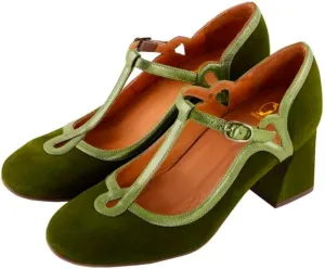 SHODENSE Women Chunky High Heel Mary Jane Shoes Ankle T-strap Round Toe Mary Jane Pumps Suede 3 inch Block Heel Dress Sandals Closed Toe Buckle Retro Wedding Party Office 4-11 M US