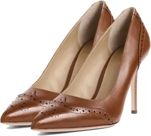 SHODENSE Women Pointed Toe Stiletto Heel Pumps Oxford Slip On High Heels Two Tone Perforated 4 inch Stiletto High Heels Pointy Closed Toe Dress Heels Wingtips Vintage Retro Sexy 4-11 M US