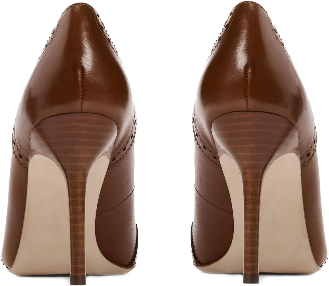 SHODENSE Women Pointed Toe Stiletto Heel Pumps Oxford Slip On High Heels Two Tone Perforated 4 inch Stiletto High Heels Pointy Closed Toe Dress Heels Wingtips Vintage Retro Sexy 4-11 M US