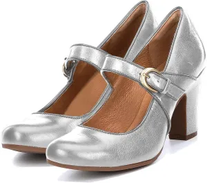 SHODENSE Women Vintage Chunky High Heel Mary Jane Shoes Round Closed Toe Ankle Strap Dress Sandals 3" Block Heels Mary Jane Lolita Pumps Two-Toned Patchwork Buckle Office Lady Wedding Retro 4-11 M US