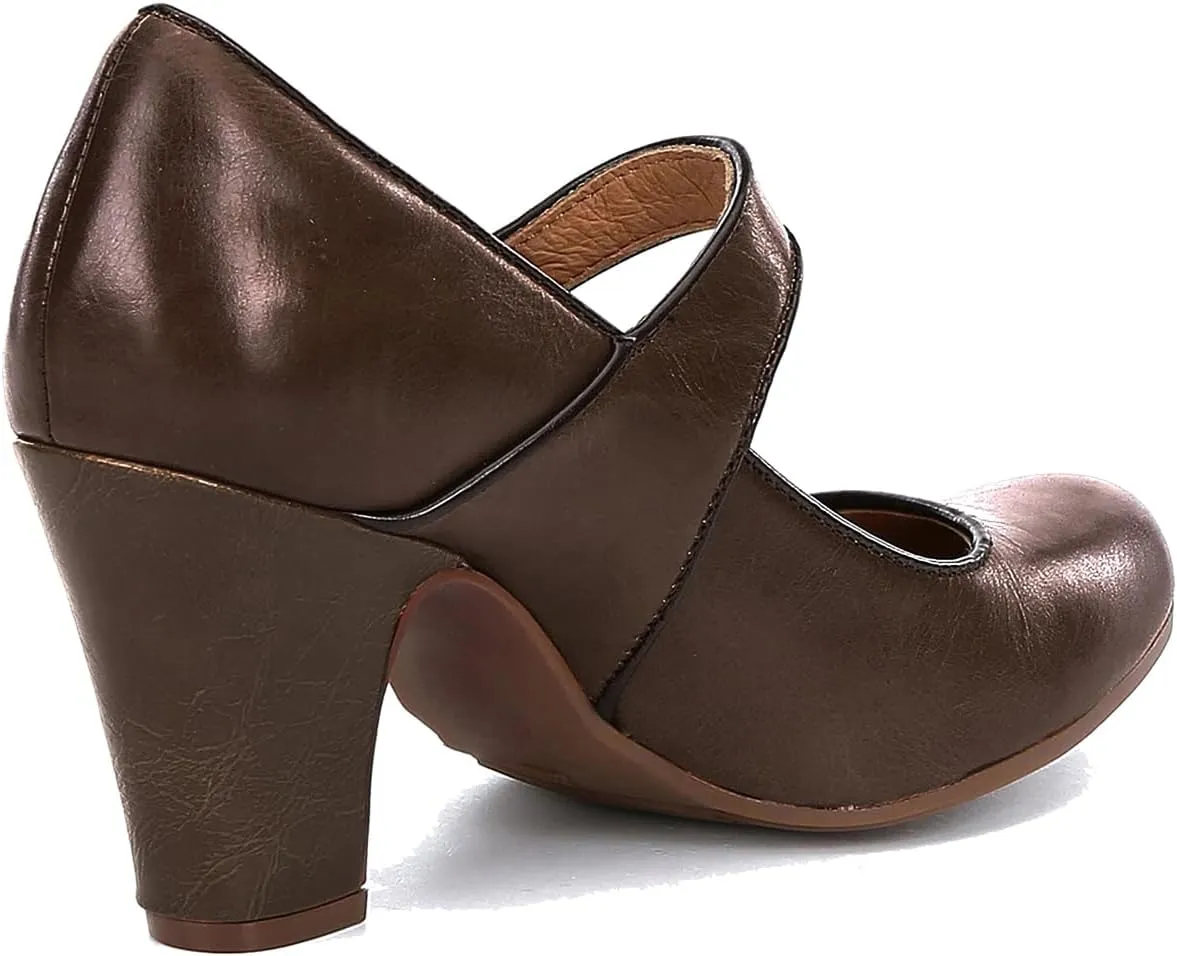 SHODENSE Women Vintage Chunky High Heel Mary Jane Shoes Round Closed Toe Ankle Strap Dress Sandals 3" Block Heels Mary Jane Lolita Pumps Two-Toned Patchwork Buckle Office Lady Wedding Retro 4-11 M US