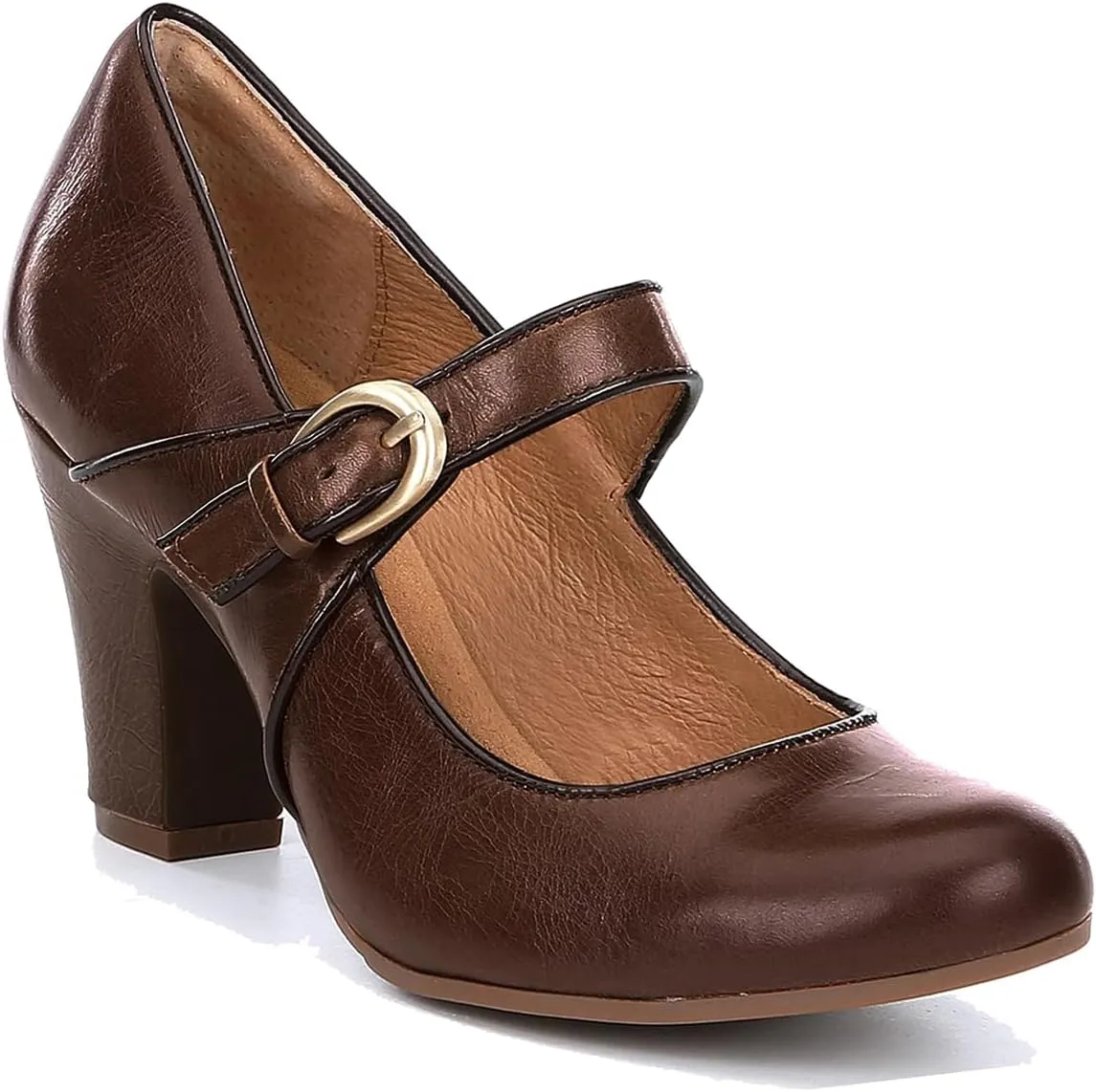 SHODENSE Women Vintage Chunky High Heel Mary Jane Shoes Round Closed Toe Ankle Strap Dress Sandals 3" Block Heels Mary Jane Lolita Pumps Two-Toned Patchwork Buckle Office Lady Wedding Retro 4-11 M US