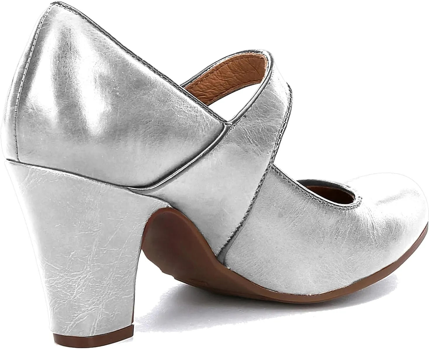 SHODENSE Women Vintage Chunky High Heel Mary Jane Shoes Round Closed Toe Ankle Strap Dress Sandals 3" Block Heels Mary Jane Lolita Pumps Two-Toned Patchwork Buckle Office Lady Wedding Retro 4-11 M US