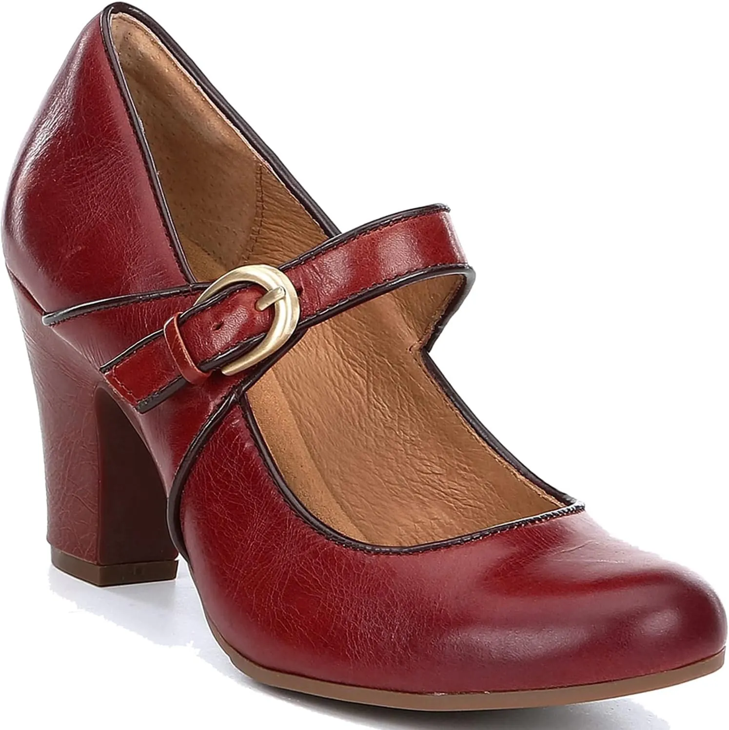 SHODENSE Women Vintage Chunky High Heel Mary Jane Shoes Round Closed Toe Ankle Strap Dress Sandals 3" Block Heels Mary Jane Lolita Pumps Two-Toned Patchwork Buckle Office Lady Wedding Retro 4-11 M US
