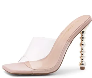 Shoe Land SL-NAOMI Women's Double Bowknots Crystal Sandals, Clear Slingback Heels with Square Open Toe – Dressy Rhinestone High Heels for Party Wedding and Prom