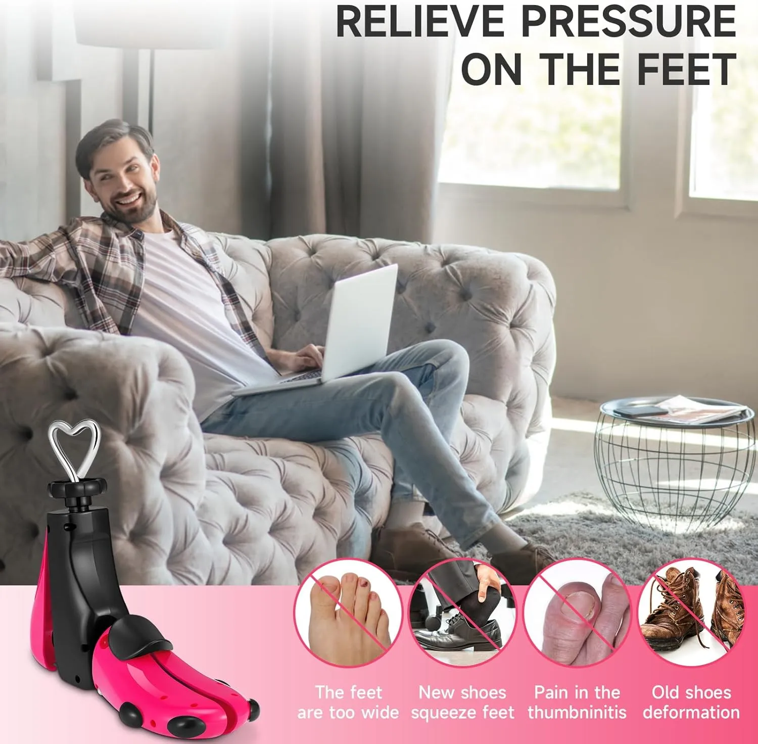 Shoe Stretcher Men Women, 4-Way Boot Stretcher Stretch Width & Length, Leather Boot Widener Stretcher for Wide Feets