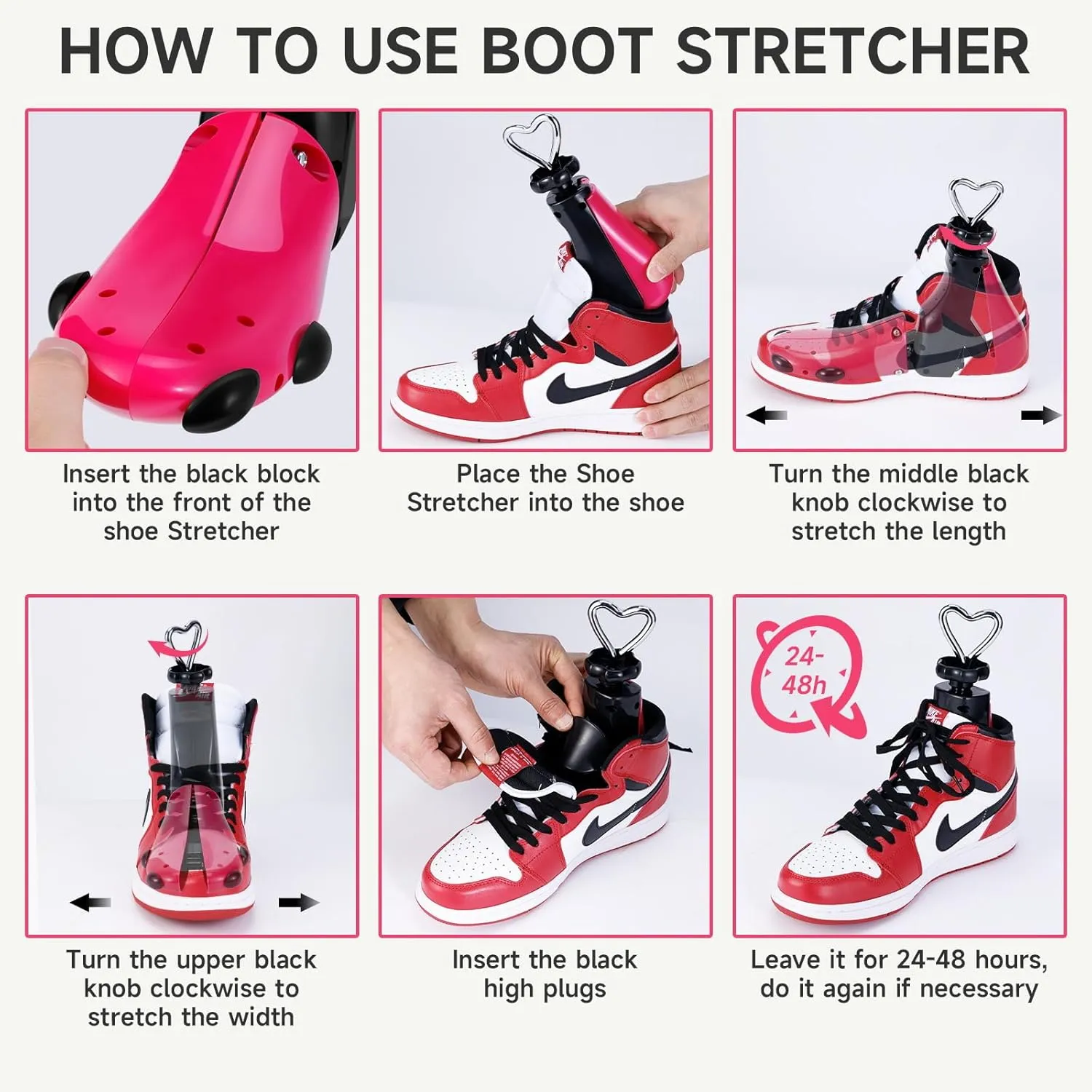 Shoe Stretcher Men Women, 4-Way Boot Stretcher Stretch Width & Length, Leather Boot Widener Stretcher for Wide Feets