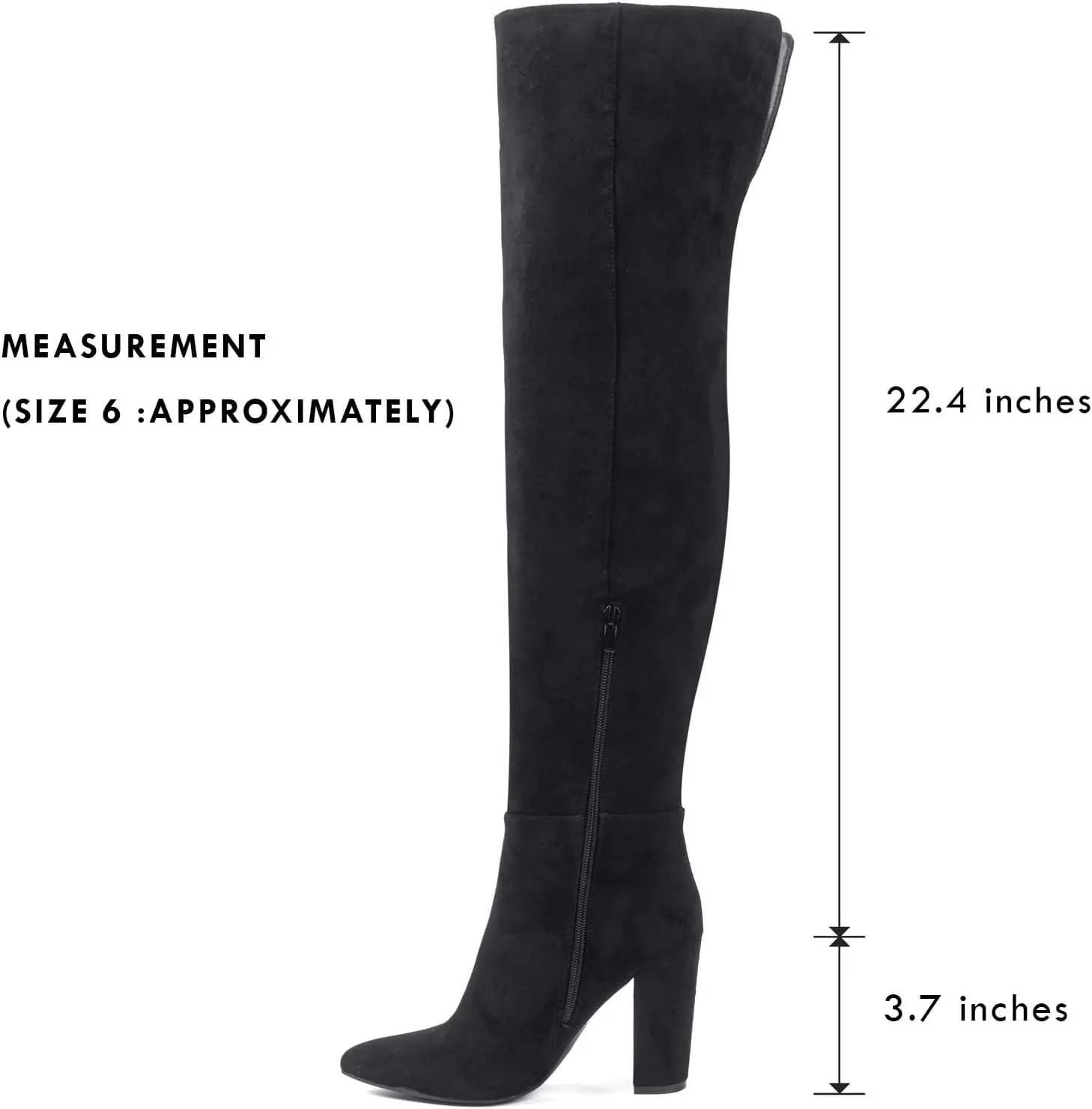 Shoe'N Tale Thigh High Over The Knee Boots for Women Block Chunky Heel Suede Long Pointed Toe Boots