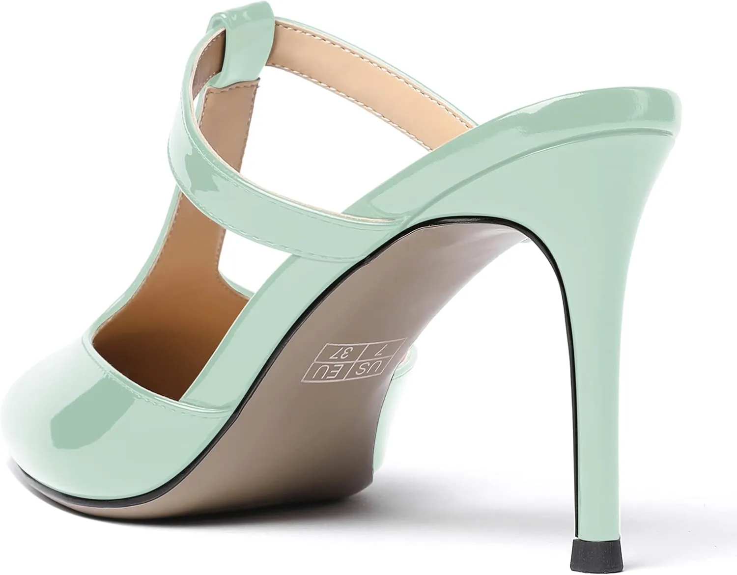SHOWFOREST Women's Wedding Patent Sexy Pointed Toe Dress Stiletto High Heel Heeled Slide Mules Shoes 3.3 Inch