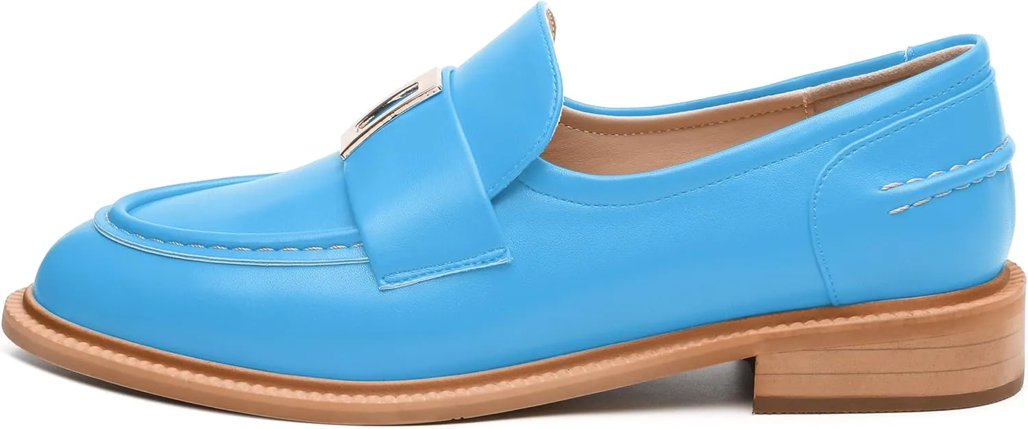 SKYSTERRY Loafers for Women Penny Loafers with Round Toe Low Chunky Block Heels Comfortable Women Loafers Shoes for Work Party Dating Shopping